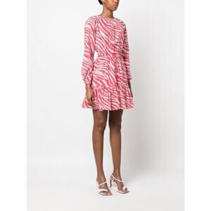 Michael Kors Zebra Print Cotton Lawn Cutout Dress in Gernaium Pink